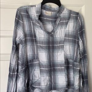 Flannel midriff plaid shirt